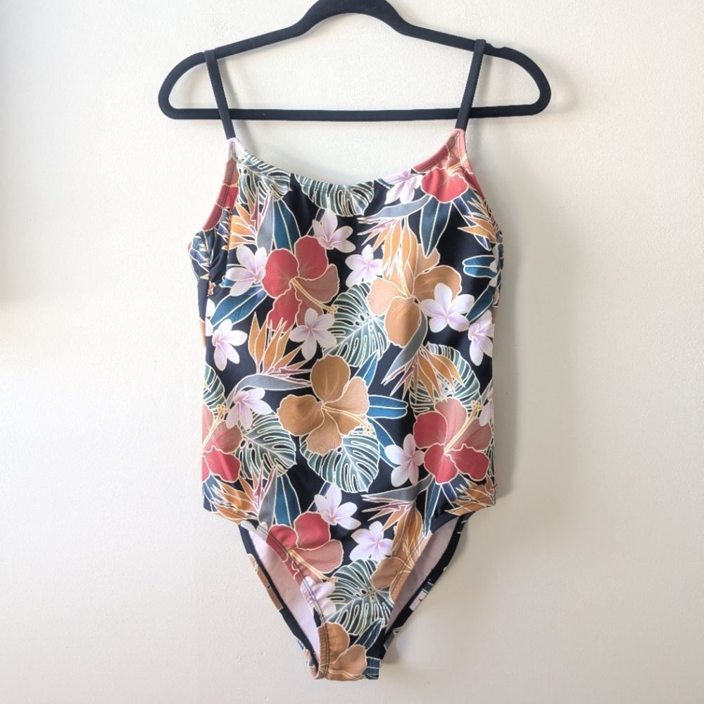 Hurley Women's UPF 50+ Stretch Midweight One Piece Swimsuit Black Multi L NEW - Picture 3 of 8